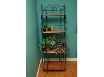 Metal And Wood Four-Tier Bakers Rack