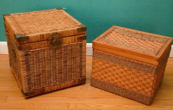 Pair Of Woven Storage Trunks
