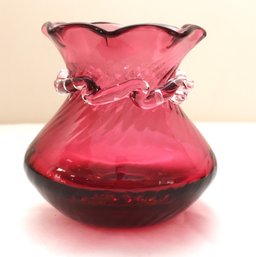 Cranberry Glass Ruffled Vase
