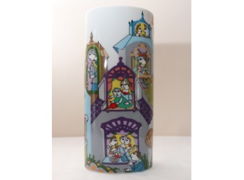 Bijorn Wiinblad Cylinder Vase With Figural Scenes