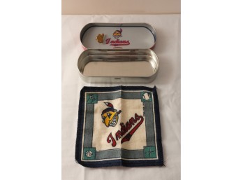 Cleveland Indians Tin And Handkerchief Set