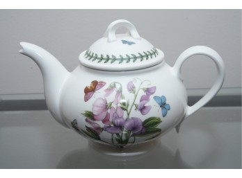 Floral Porcelain Teapot With Butterfly Decoration