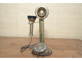 Vintage Brass Candlestick Rotary Dial Telephone