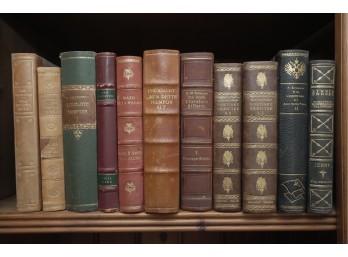 Collection Of 11 Antique Decorative Books, Mixed Scandinavian & English Literature