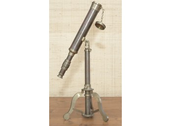 Vintage Metal Telescope With Tripod Stand