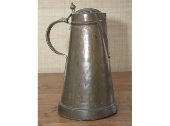 Antique Copper Tankard With Hinged Lid And Finial