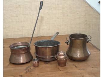 Group Of Antique Copper Cookware And Vessels