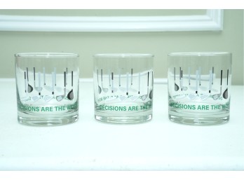 Set Of 3 Golf-Themed Lowball Glasses With Club Decals