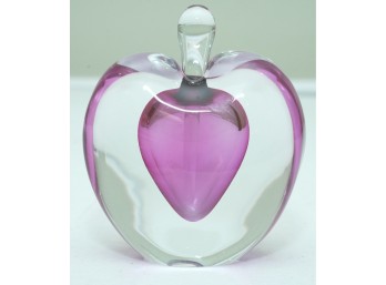 Decorative Clear And Pink Glass Heart Sculpture