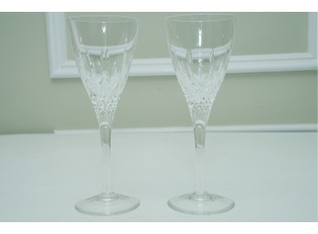 Pair Of Faceted Clear Glass Stemware With Cut Designs
