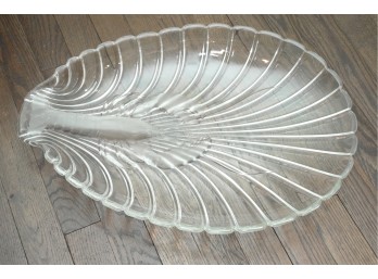 Clear Glass Scallop Shell Shaped Serving Platter
