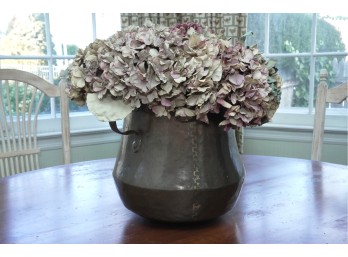 Copper Pot With Faux Hydrangea Arrangement