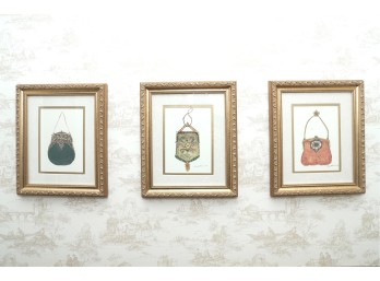 Trio Of Framed Vintage Purse Art Prints