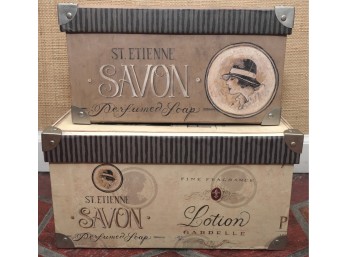 Set Of 2 French Apothecary Style Decor Storage Boxes