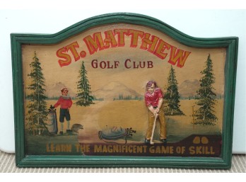 St. Matthew Golf Club Distressed Wooden Wall Sign With 3D Golfers