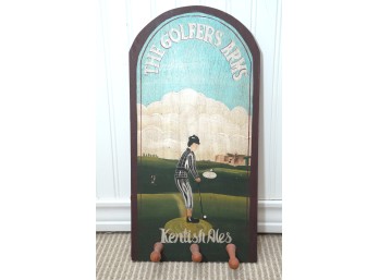 Golfers Arms Wooden Wall Plaque With Pegs, Kentish Ales Sign Art