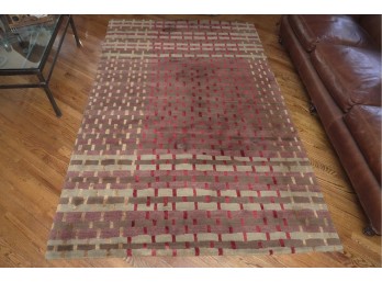 Tufekian Abstract Geometric Area Rug In Red, Brown, And Taupe