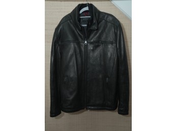 Andrew Marc Men's Black Leather Zip-Front Jacket