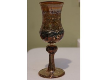 Iridescent Mottled Art Glass Goblet