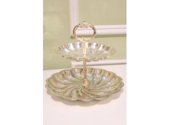 Silver-Tone Two-Tier Serving Stand