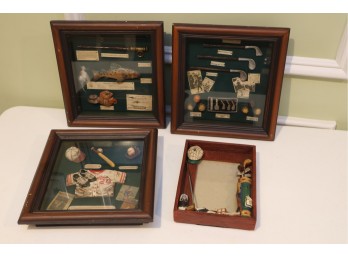 Collection Of Framed Sports-Themed Shadow Boxes