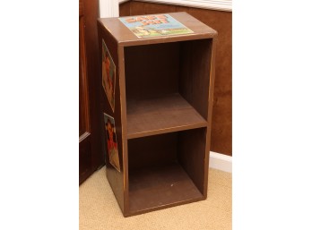 Painted Wooden Two-Tier Shelf With Safe Hit Baseball Motif