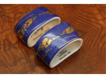 Pair Of Blue And Gilt Porcelain Napkin Rings