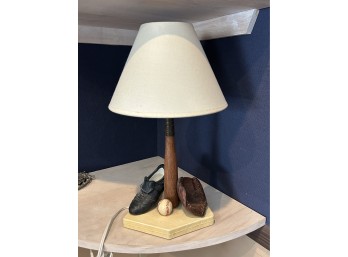 Baseball-Themed Table Lamp With Glove And Shoe Base