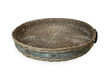 Decor - Tray - Woven Wicker & Galvanized Metal