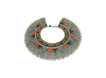 Jewelry - Bib/Collar - Beaded - Orange & Green
