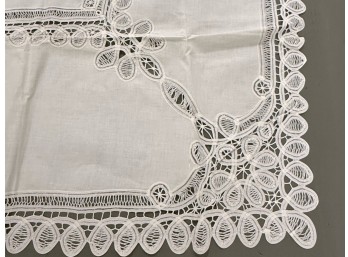 Linens - Tablecloth - White Linen & Lace