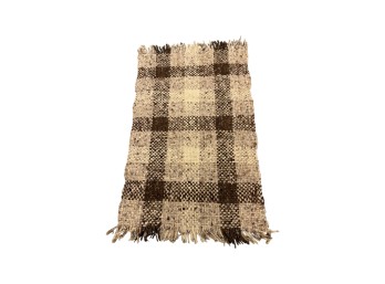 Rug - Wool Rug - Ivory & Brown Plaid