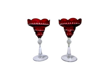 Accessories - Cranberry Glass Mantle Lusters