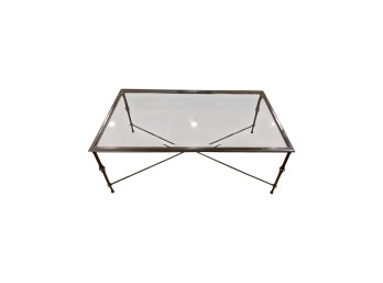 Table - Coffee Table - Glass Top & Iron Frame