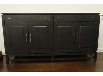 Contemporary Black Four Door Sideboard Cabinet