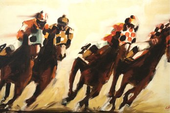 Weigel Oil Painting Of Horse Race