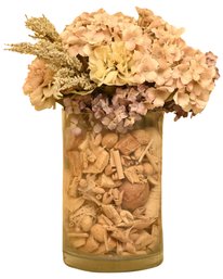 Faux Flowers In Glass Vase