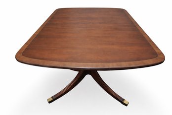 Traditional Double Pedestal Mahogany Dining Table With Brass Caster Feet