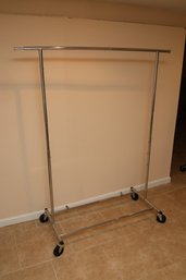 Adjustable Chrome Rolling Garment Rack - Heavy Duty Clothes Hanger