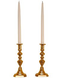 Pair Of Polished Brass Candlesticks