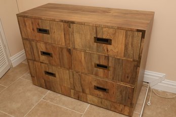 Rustic Wood 6-Drawer Dresser Chest With Metal Hardware