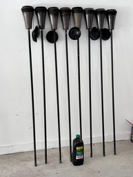 Set Of 8 Tiki Torches And Fuel (Lot 2)