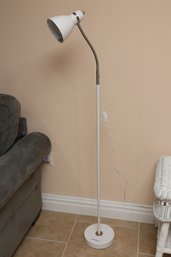 White Adjustable Gooseneck Floor Lamp With Cone Shade