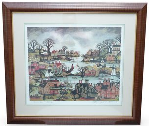 Janet L. Munro (American, 1949-) Folk Art - 'Booth Bay Harbor'