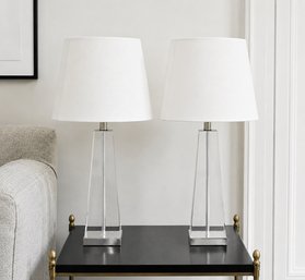Modern Lucite And Nickel Table Lamps