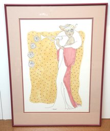 Framed Fashion Illustration Of Woman With Trumpet