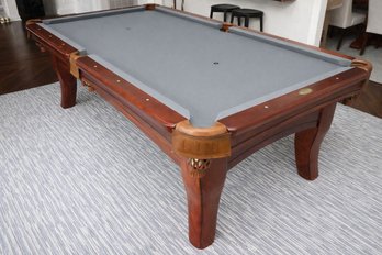 Spencer & Marston Carved Pool Table With Leather Pockets