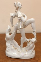 Iridescent Porcelain Dancer Figurine With Gold Accents