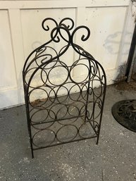 Wrought Iron Decorative Wine Rack With Scrolled Top