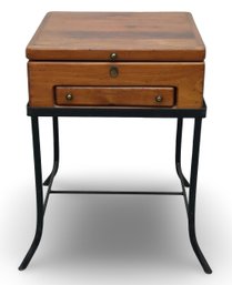 Georgian Style Pine Box On Iron Stand